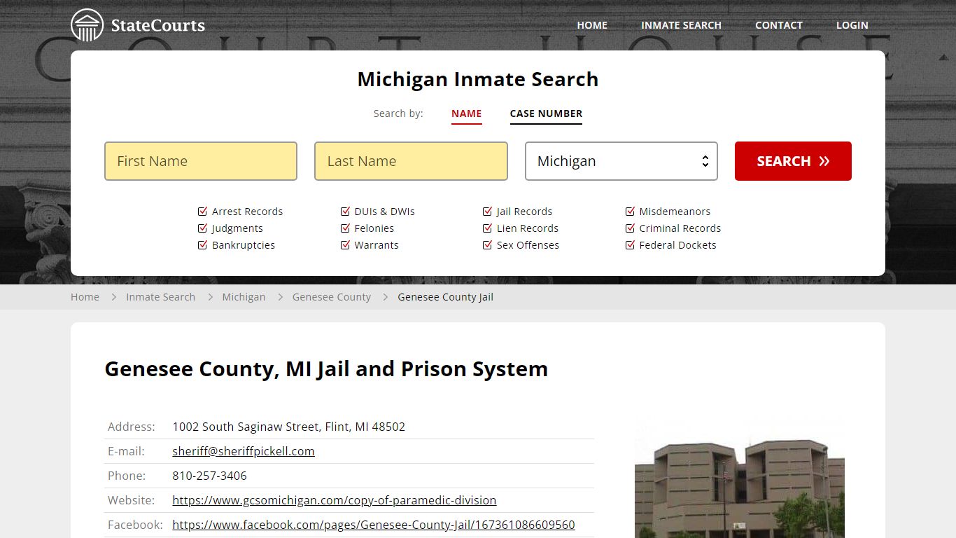 Genesee County Jail Inmate Records Search, Michigan - StateCourts